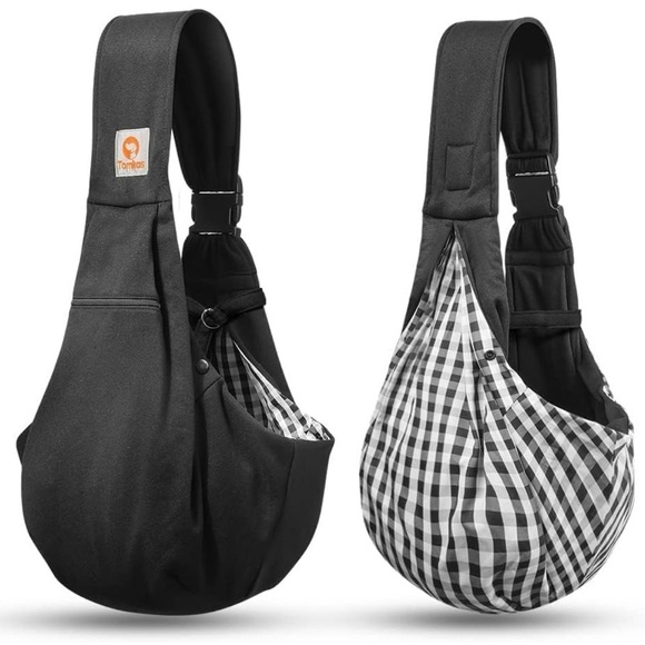 Tomkas Small Dog Sling Carrier Bag Adjustable Strap Zip Pocket Puppy Black - Picture 3 of 5